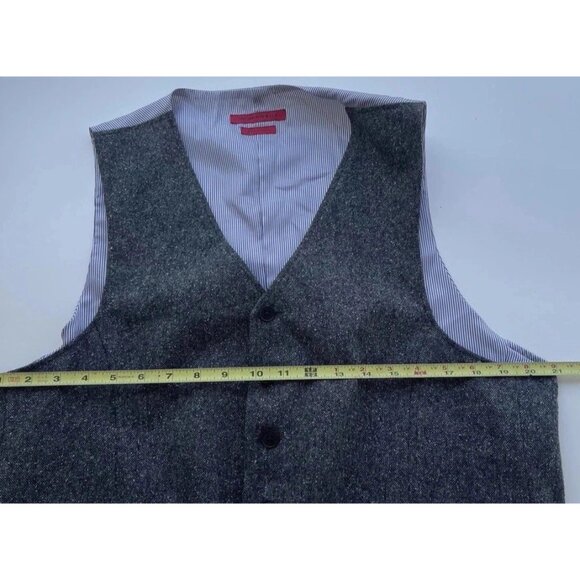 John Varvatos USA Black Gray Button Up Classic Suit Vest Men's Sz L - Picture 5 of 16